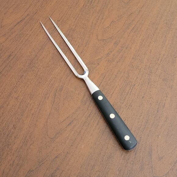 Vintage EKCO Meat Carving Fork Black Handle Stainless Steel Lenght 11.75" - Picture 1 of 8